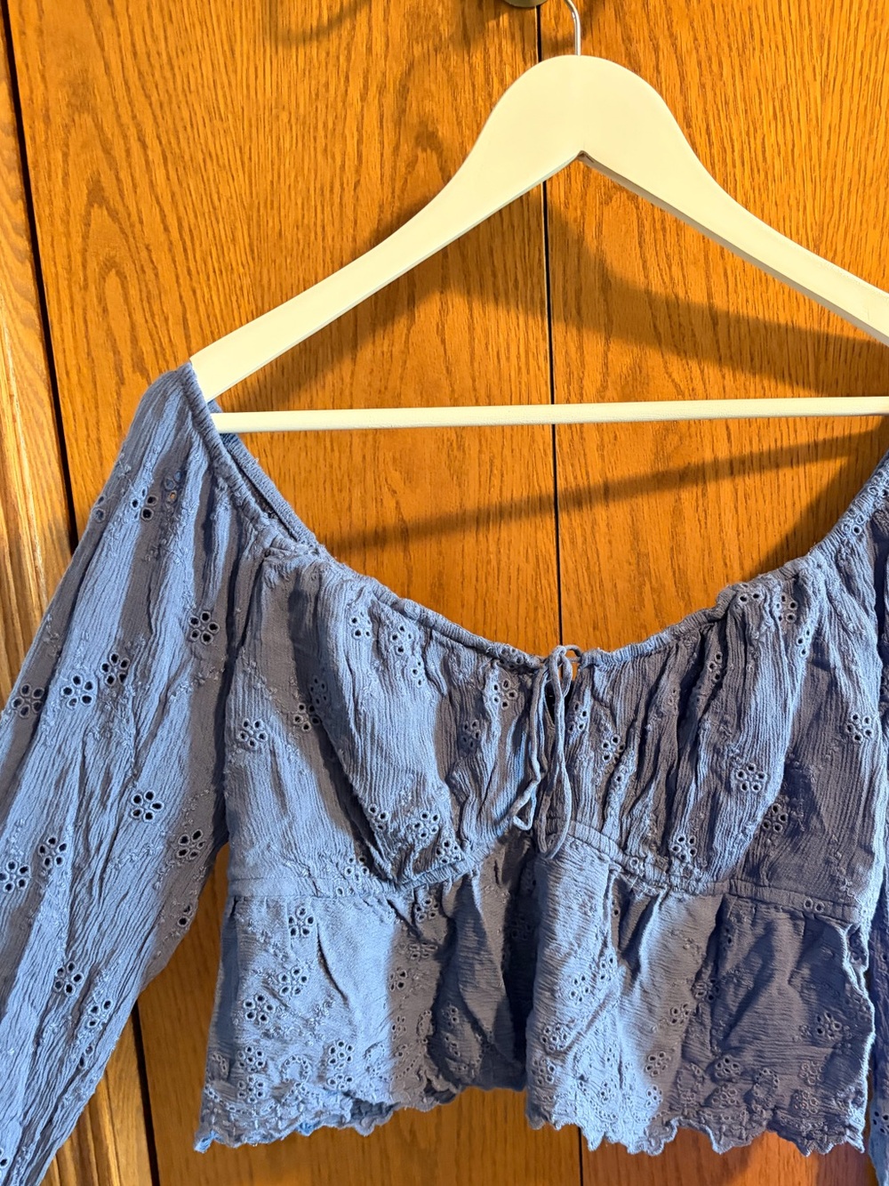 Hollister blue eyelet flowy blouse